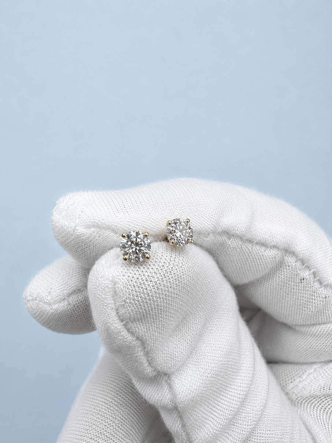 SHJ Saticoy - Certified Lab Diamond Solitaire Stud Earrings - 14K Yellow Gold
